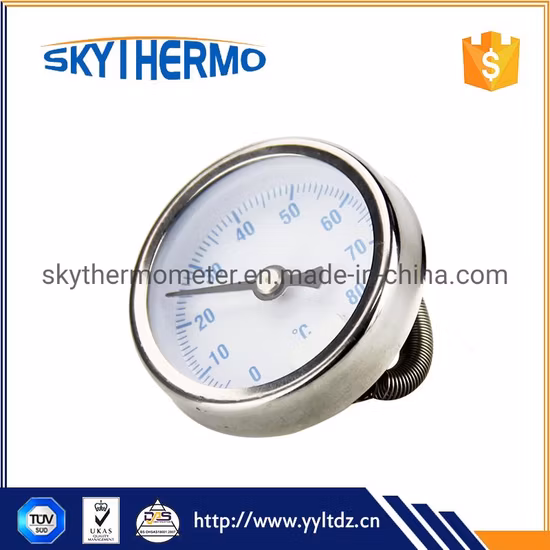 High Quality Hot Industrial Bimetallic High Temperature Measuring Instant Reading Bimetal Water Pipe Thermometer